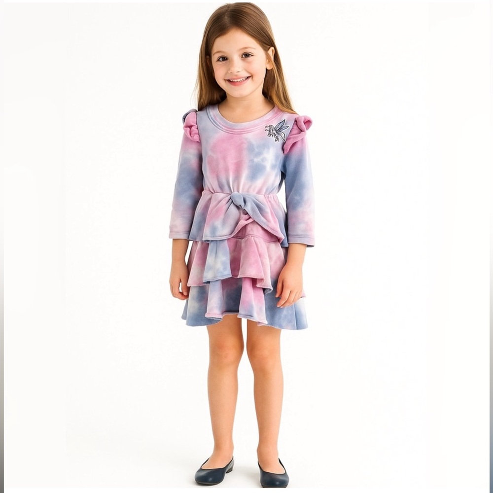 Lola + The Boys Tie Dye Ruffle Sweatshirt Unicorn Dress, size 4